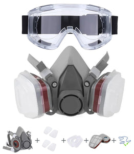 Halfgelaatsmasker - Gasmasker – Stofmasker – Ademhaling Bescherming – Mondmasker – Incl. Ruimzichtbril Filter & Oordoppen