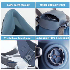 Rekx®  Halfgelaatsmasker  10 verwisselbare luchtfilters  Gasmasker  Herbruikbaar  7000-Serie