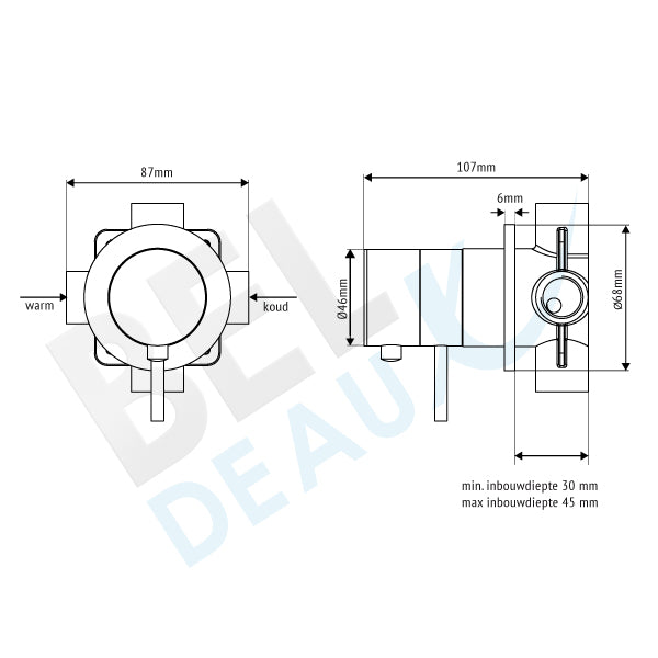 Beldeaux RVS Inbouw Douche Thermostaat BLDT2770