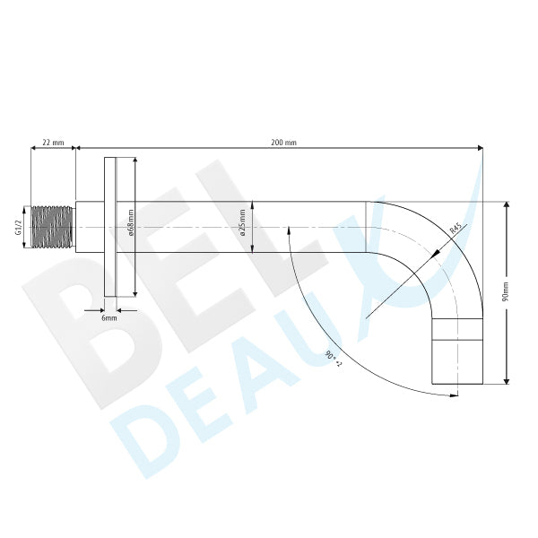 Beldeaux RVS Wanduitloop 20CM Ø25MM