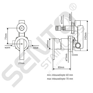 SENTO RVS INBOUW BAD DOUCHESET MENGKRAAN SB1152