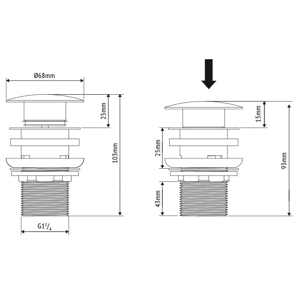 RVS POP-UP AFVOERSTOP SP101 OVERFLOW