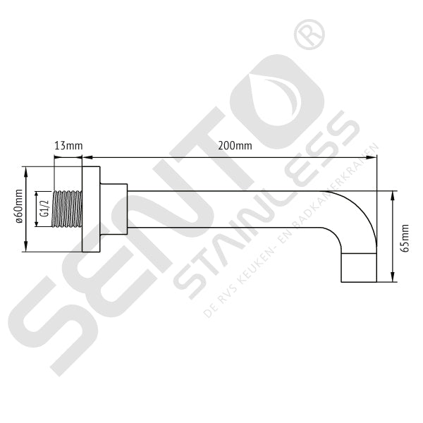 Sento RVS inbouw Wandkraan Sww104