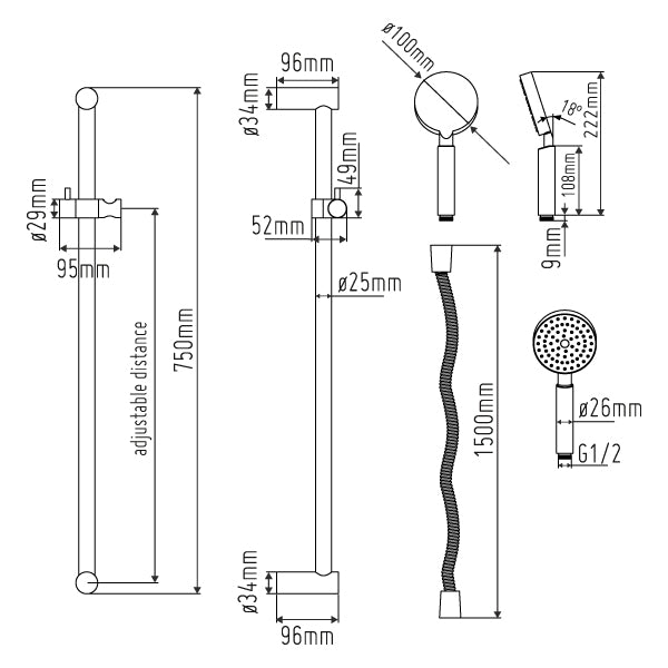 RVS INBOUW BAD DOUCHESET MENGKRAAN SB1142