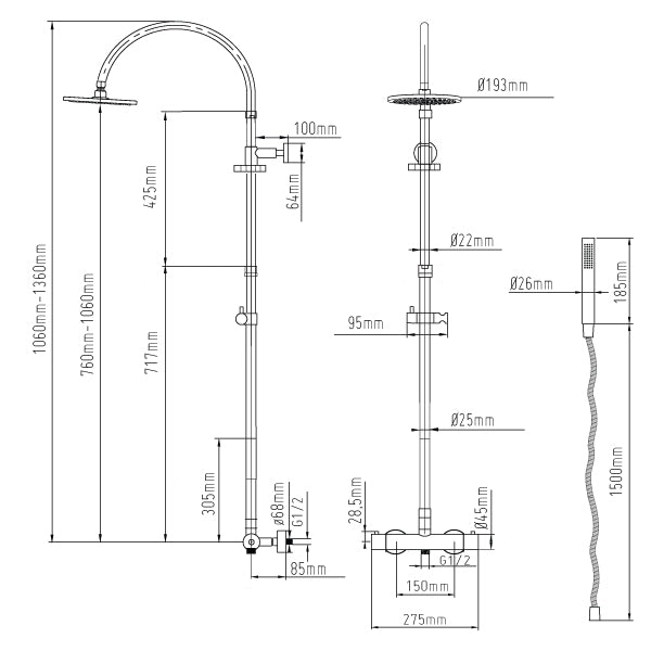 Sento RVS Regendouche met Thermostaat SD112