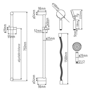 SENTO RVS INBOUW BAD DOUCHESET MENGKRAAN SB1152