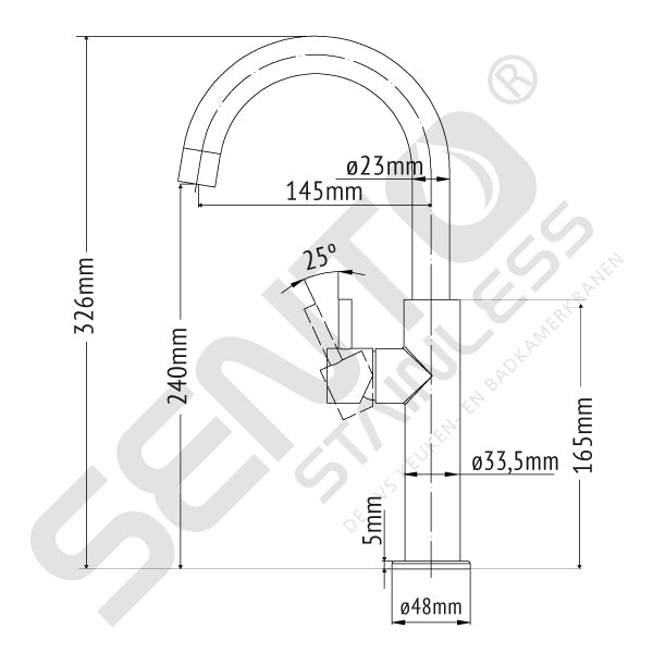 Sento RVS Wastafelkraan SW120 Hoog