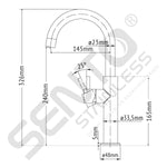 Sento RVS Wastafelkraan SW120 Hoog