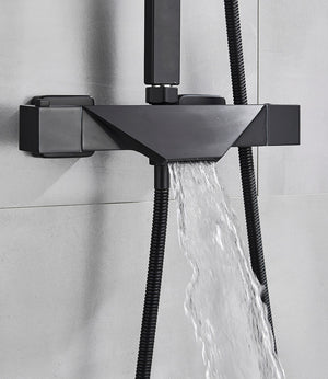 Waterval badthermostaat met doucheset 22cm zwart