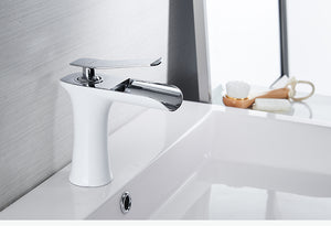 Waterval Wastafelkraan wit chroom