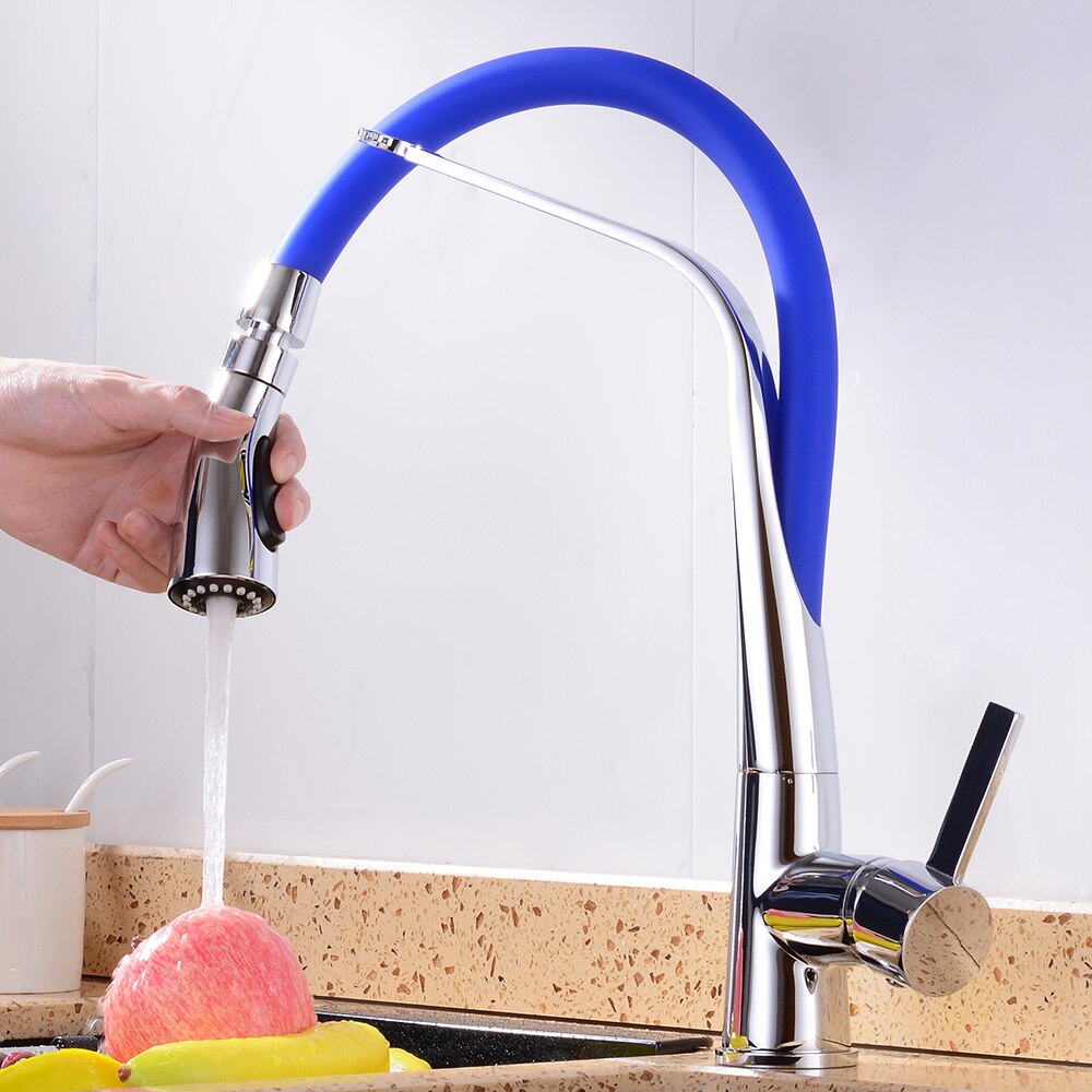 Pull-out | Pull-down keukenkraan blauw