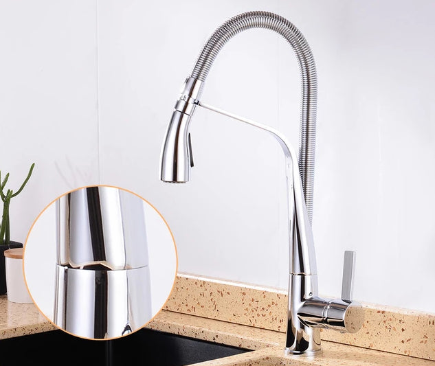 Pull-out | Pull-down keukenkraan chroom veer spring