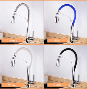 Pull-out | Pull-down keukenkraan chroom blauw zwart wit